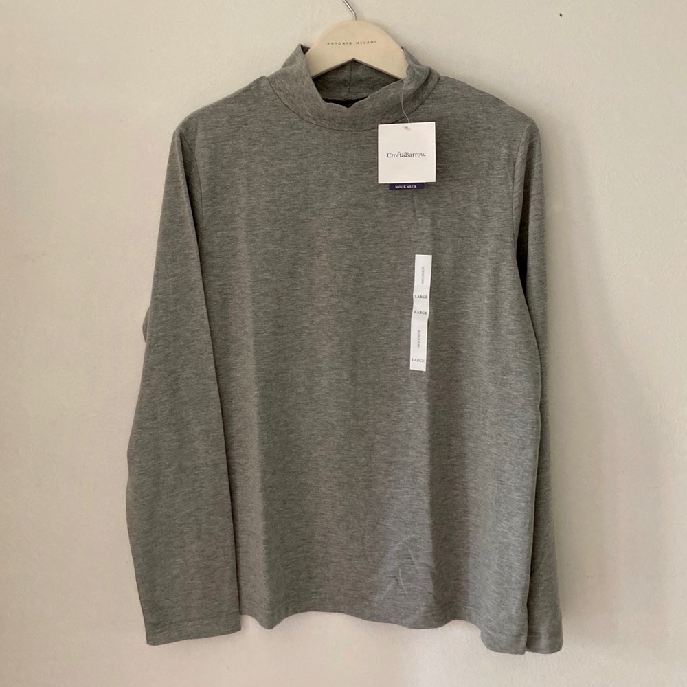 🐢NWT Medium Gray Heather Mock Turtleneck Cotton
